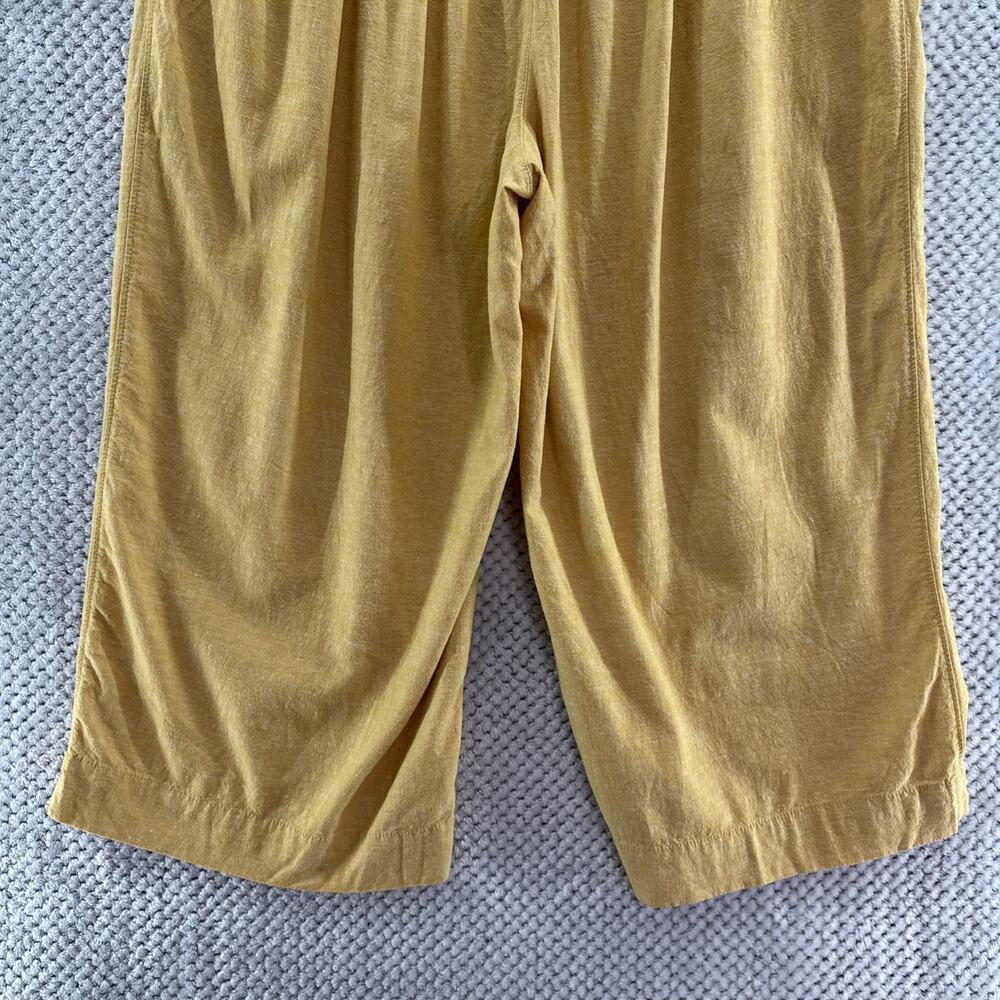 Lane Bryant Wide Leg Crop Pants Women 16 Yellow Mustard Linen Collection MidRise - Picture 7 of 15